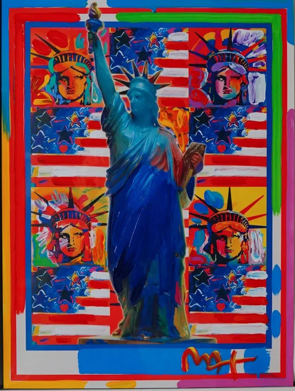 Peter Max (American, b. 1937) Mixed Media on Paper, God Bless America from auction in Hollywood, Florida — image 2