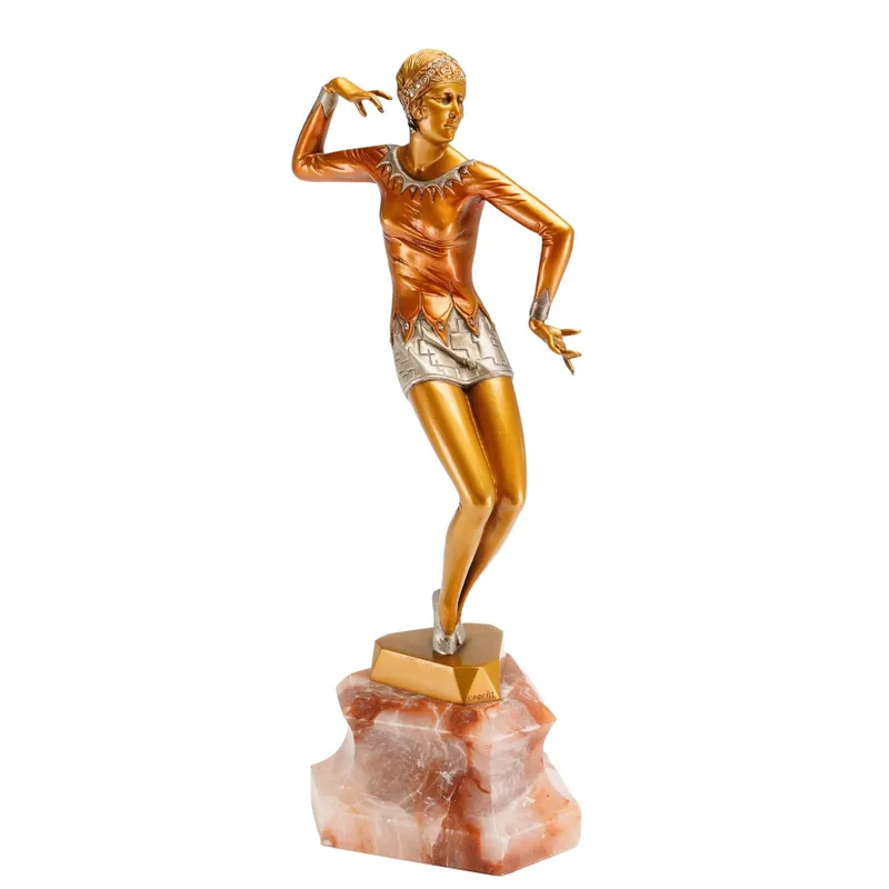 Ferdinand Preiss Art Deco Charleston Dancer Patinated and Cold-Painted Bronze Sculpture from auction in Hollywood, Florida — image 3