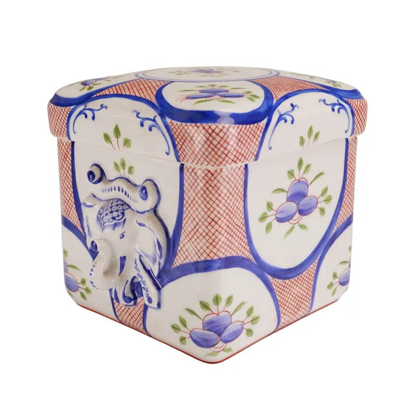 Tiffany and Co. Private Stock Hand Painted Porcelain Lidded Box with Elephant Handles from auction in Hollywood, Florida — image 10