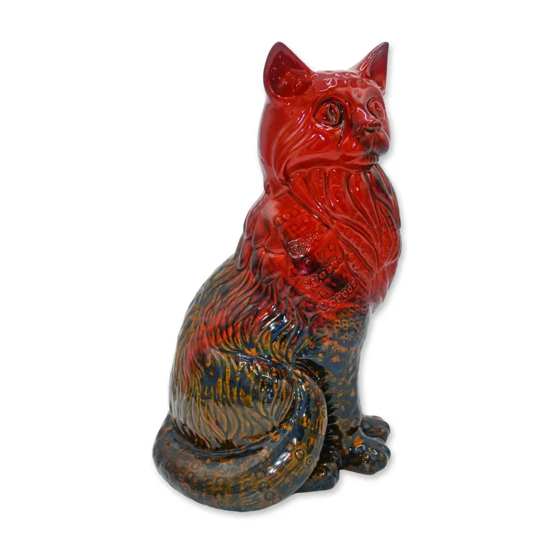 Royal Doulton Large Red Flambe Veined Cat Figurine, 2269 from auction in Hollywood, Florida — image 36