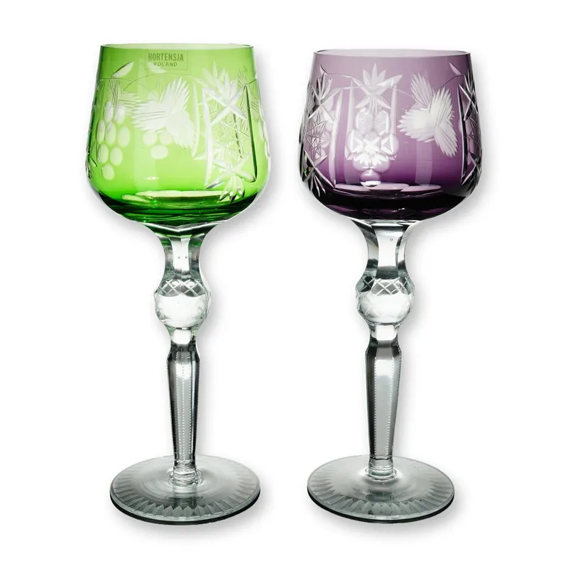 2pc Hortensja Polish Cut to Clear Crystal Hock Glasses from auction in Hollywood, Florida — image 13