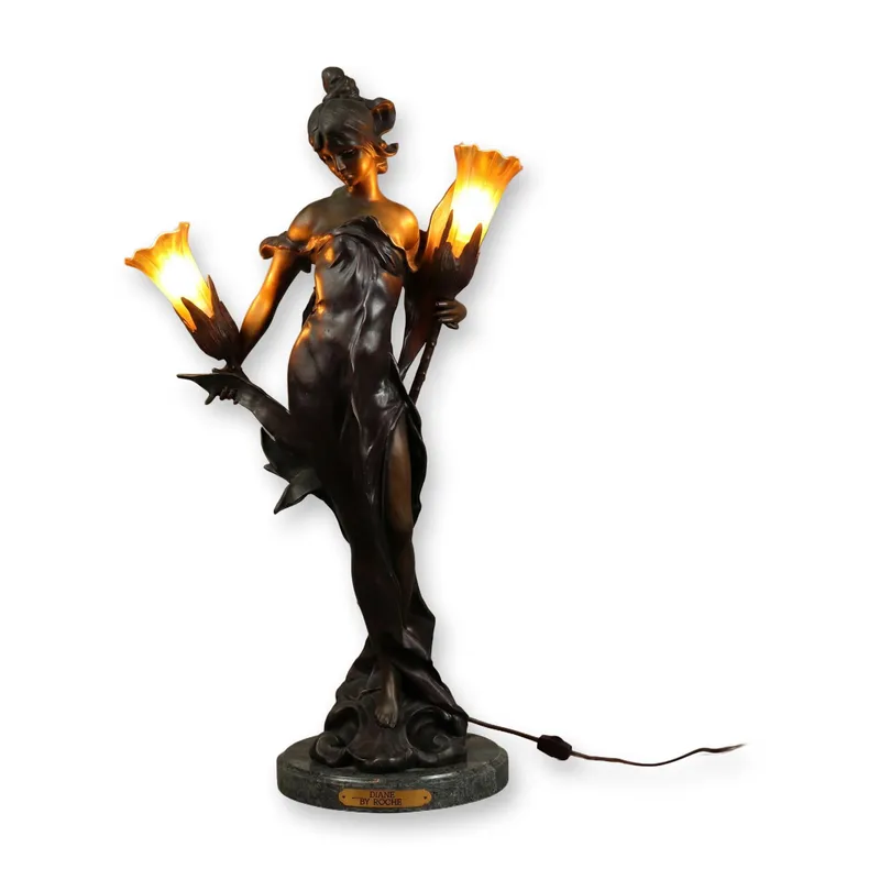 After Pierre Roche, Art Nouveau Diane Lamp from auction in Hollywood, Florida — image 7