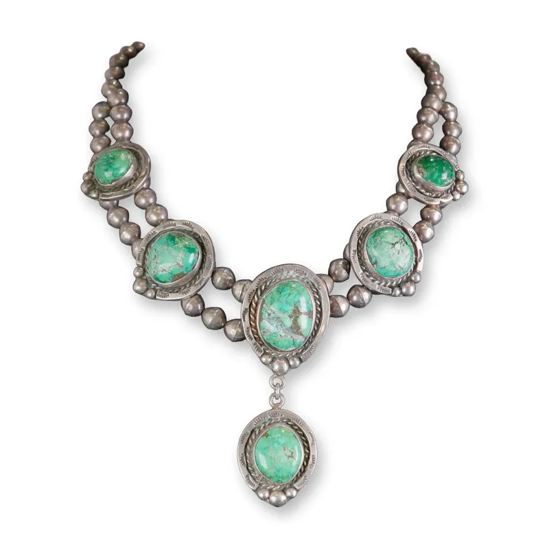 Navajo Style Sterling Silver and Turquoise Necklace from auction in Hollywood, Florida — image 9