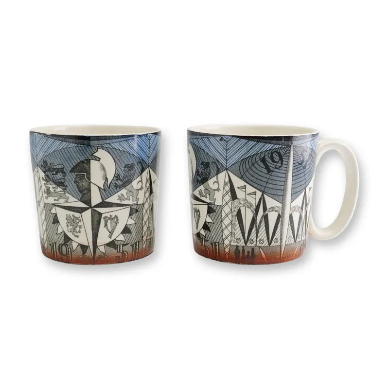 2pc Wedgwood Earthenware Festival of Britain Mugs Designed by Norman Makinson from auction in Hollywood, Florida — image 32