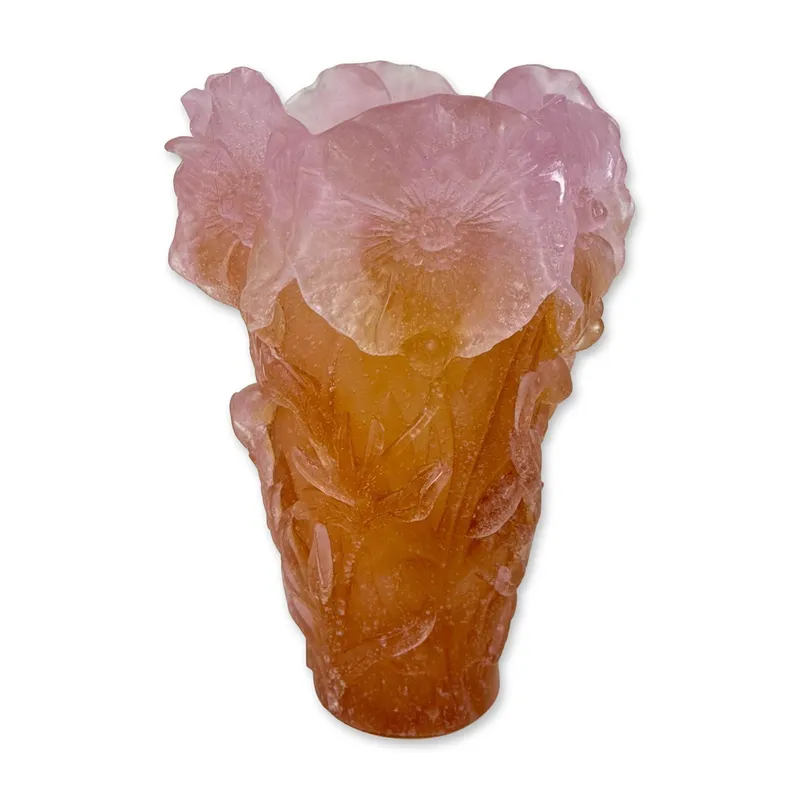Daum Pate de Verre Hibiscus Vase from auction in Hollywood, Florida — image 1