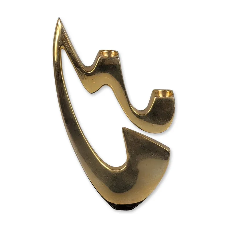 Baruch Shoham 24K Gold Plate Shabbat Candlestick Holder from auction in Hollywood, Florida — image 18