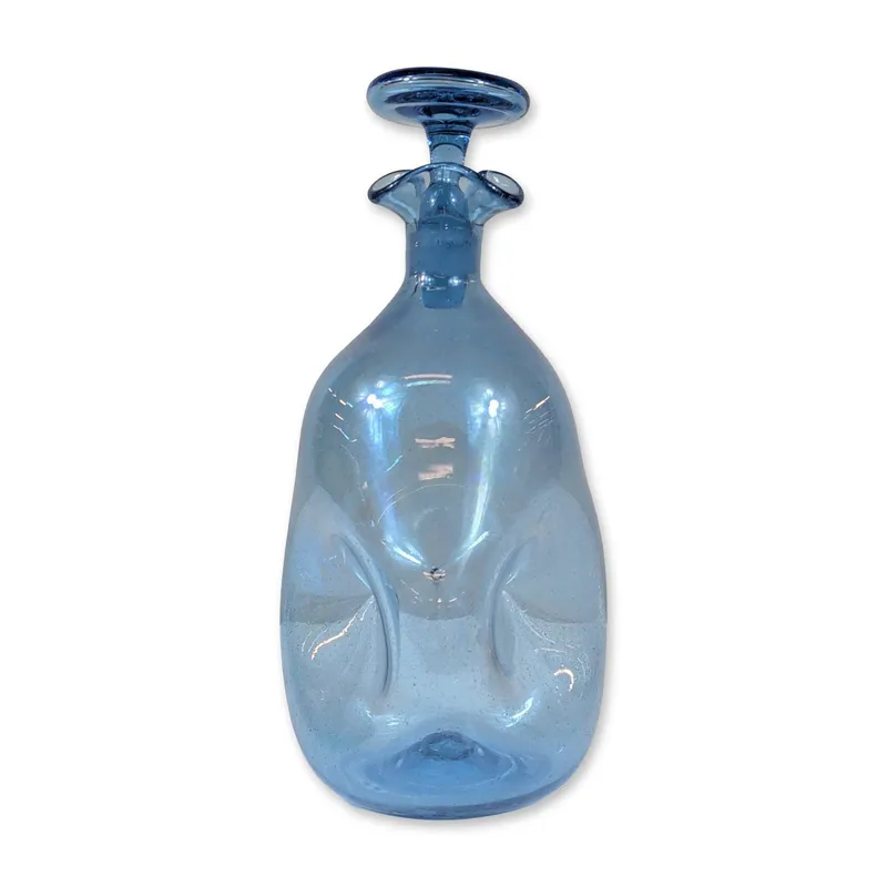 Blenko Mid-Century Pinched Blue Glass Decanter from auction in Hollywood, Florida — image 7