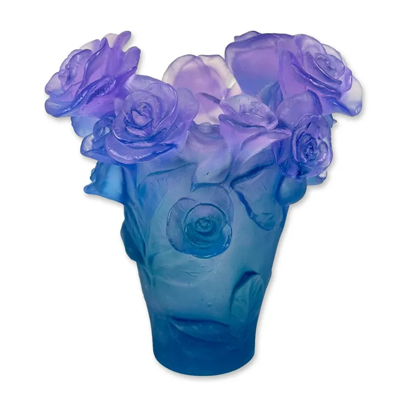 Daum Rose Passion Blue and Purple Pate de Verre Vase from auction in Hollywood, Florida — image 22
