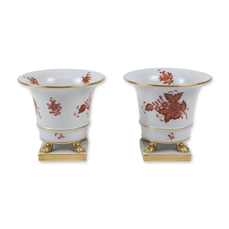 Pair of Herend Chinese Bouquet Porcelain Urns from auction in Hollywood, Florida — image 2