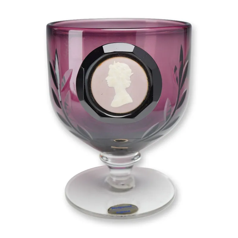 Wedgwood Queen Elizabeth II Silver Jubilee Limited Edition Amethyst Glass Cameo Goblet from auction in Hollywood, Florida — image 9