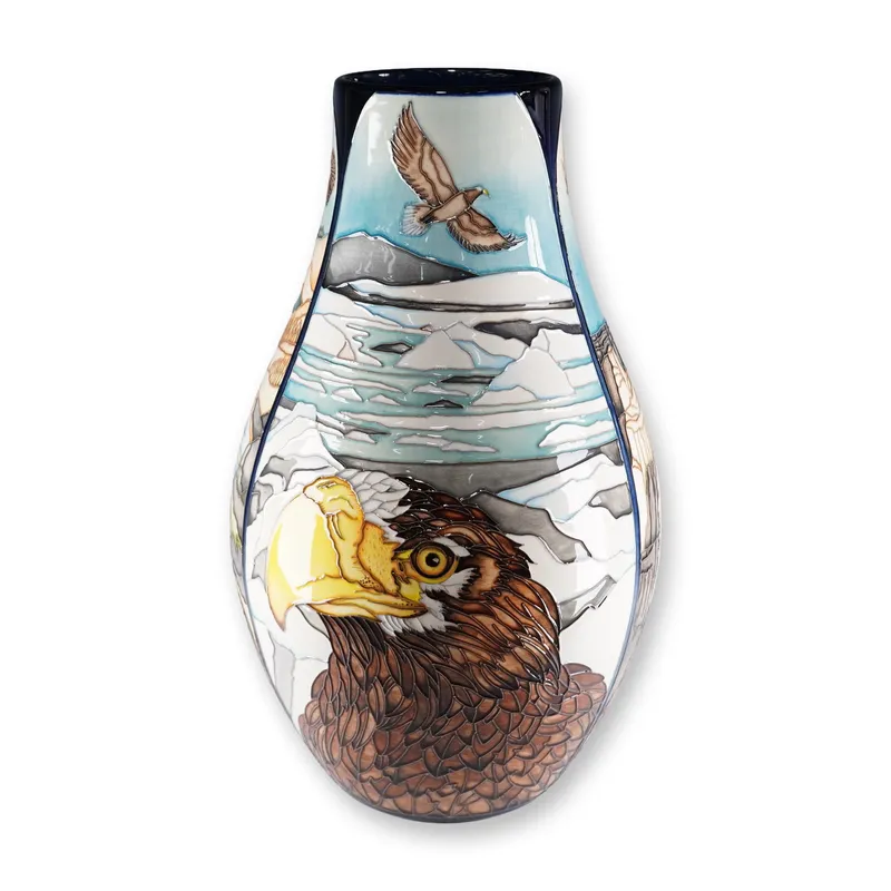Moorcroft Pottery by Paul Hilditch Vase, On Eagles Wings from auction in Hollywood, Florida — image 8