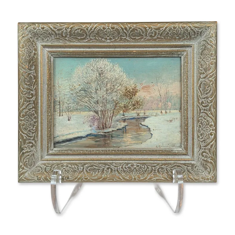 Framed Original Oil on Board, Winter Landscape, Signed from auction in Hollywood, Florida — image 31