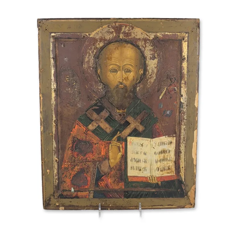 Russian 18th Century Wood Saint Nicholas of Myra Icon from auction in Hollywood, Florida — image 38