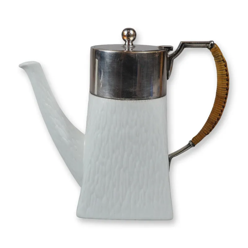 Wedgwood Ceramic Coffee Pot with Wicker Handle from auction in Hollywood, Florida — image 13