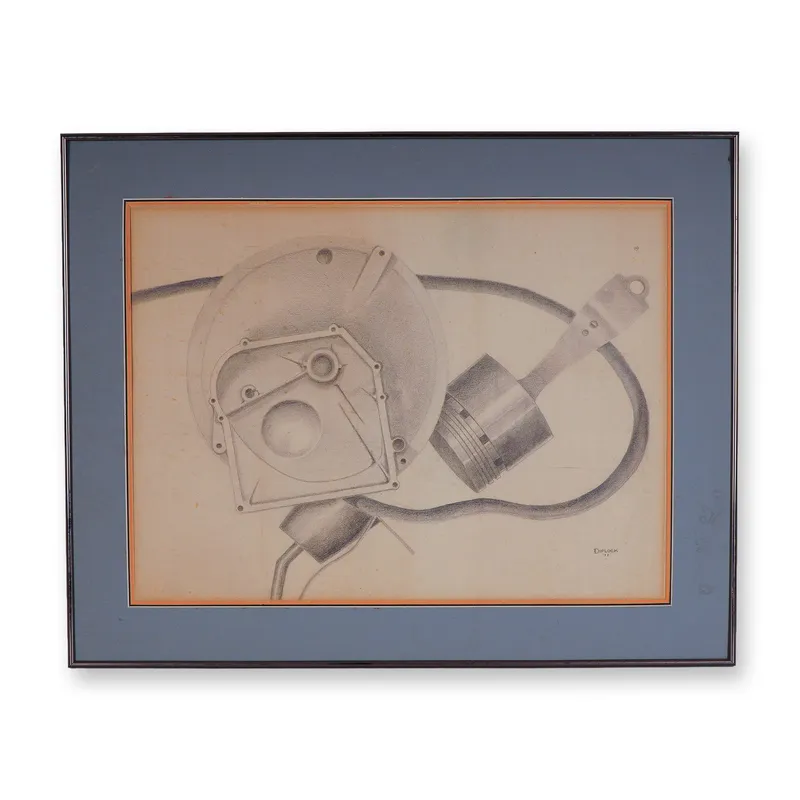 Diplock, Original Graphite Drawing on Paper, Industrial Precision, Signed from auction in Hollywood, Florida — image 27