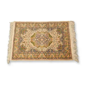 Turkish Hereke Silk on Silk Hand Knotted Prayer Floral Rug
