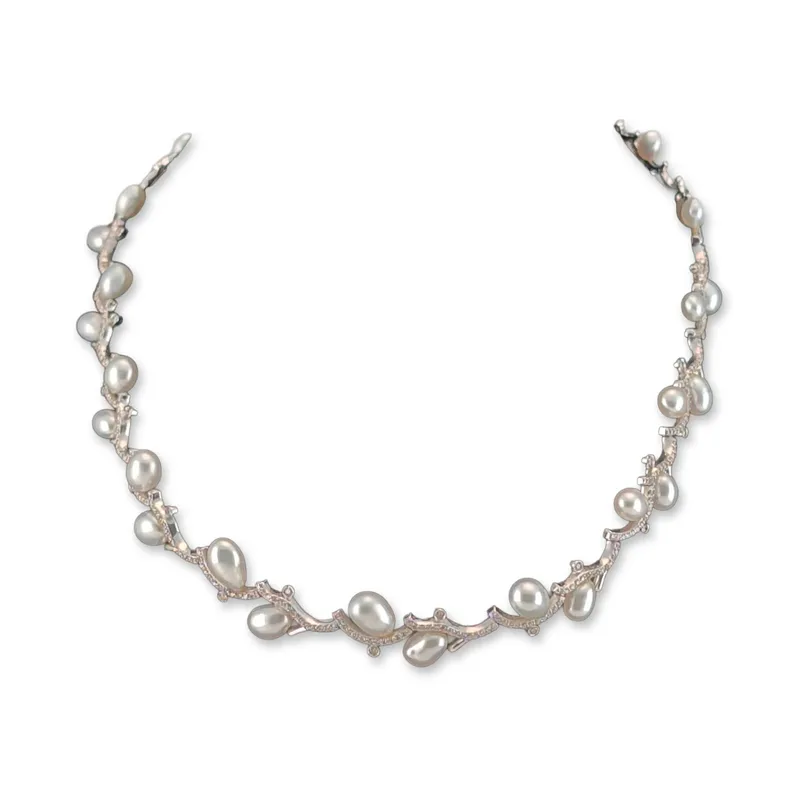 18K White Gold Pearl and 2.23ctw Diamond Necklace from auction in Hollywood, Florida — image 12