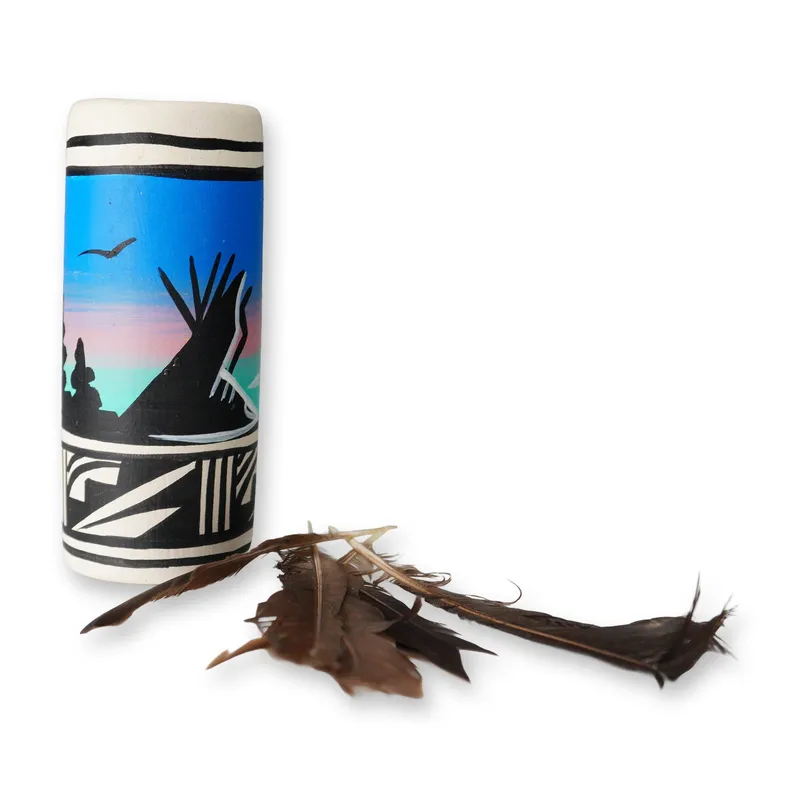 Native American Hand-Painted Feathered Pottery Vase from auction in Hollywood, Florida — image 36