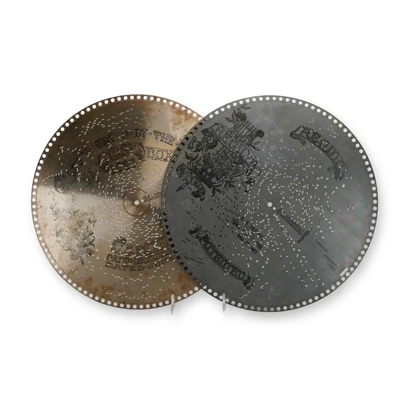 Regina 15.5 Inch Music Box Discs, Pair, Late 19th Century from auction in Hollywood, Florida — image 42