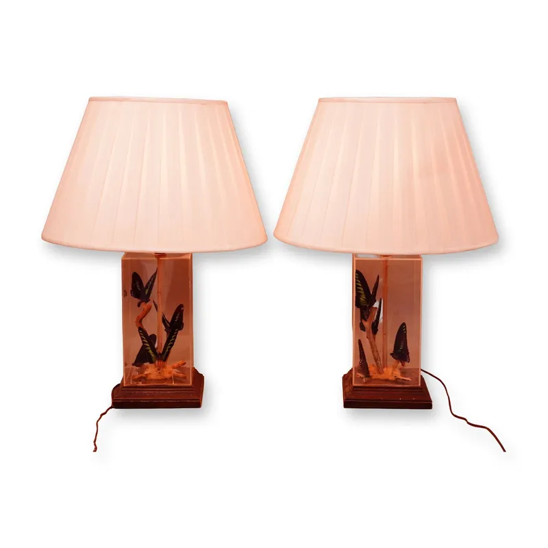 Pair of Midcentury Acrylic Butterfly Table Lamps from auction in Hollywood, Florida — image 7