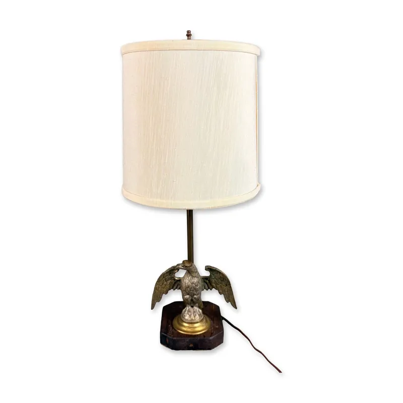 American Federal Style Cast Metal Eagle Table Lamp on Wooden Base from auction in Hollywood, Florida — image 16