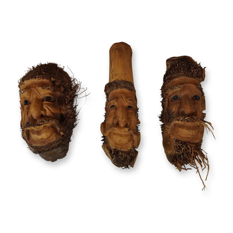 Trio of Chinese Carved Bamboo Root Bearded Faces from auction in Hollywood, Florida — image 22