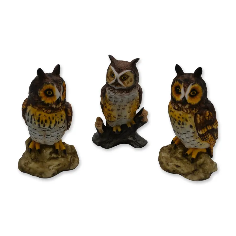3Pc Stefani Porcelain Great Horned Owl And Long Eared Owl Collection Sculptures, 1980 from auction in Hollywood, Florida — image 36