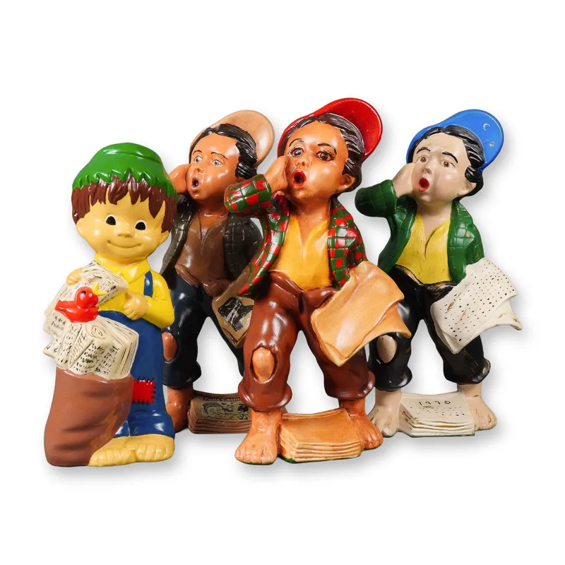 A Group of Four Ceramic Newspaper Boy Figurines, N. Cox, Dated 1970 from auction in Hollywood, Florida — image 45