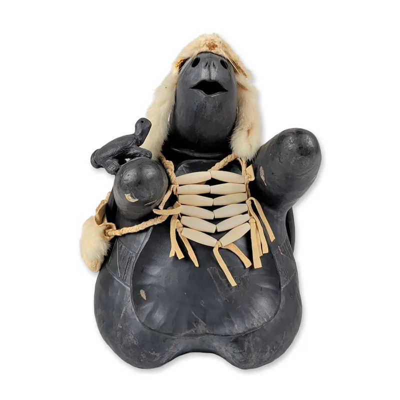 Randy Chitto (Native American, b. 1962) Blackware Pottery, Turtle from auction in Hollywood, Florida — image 48