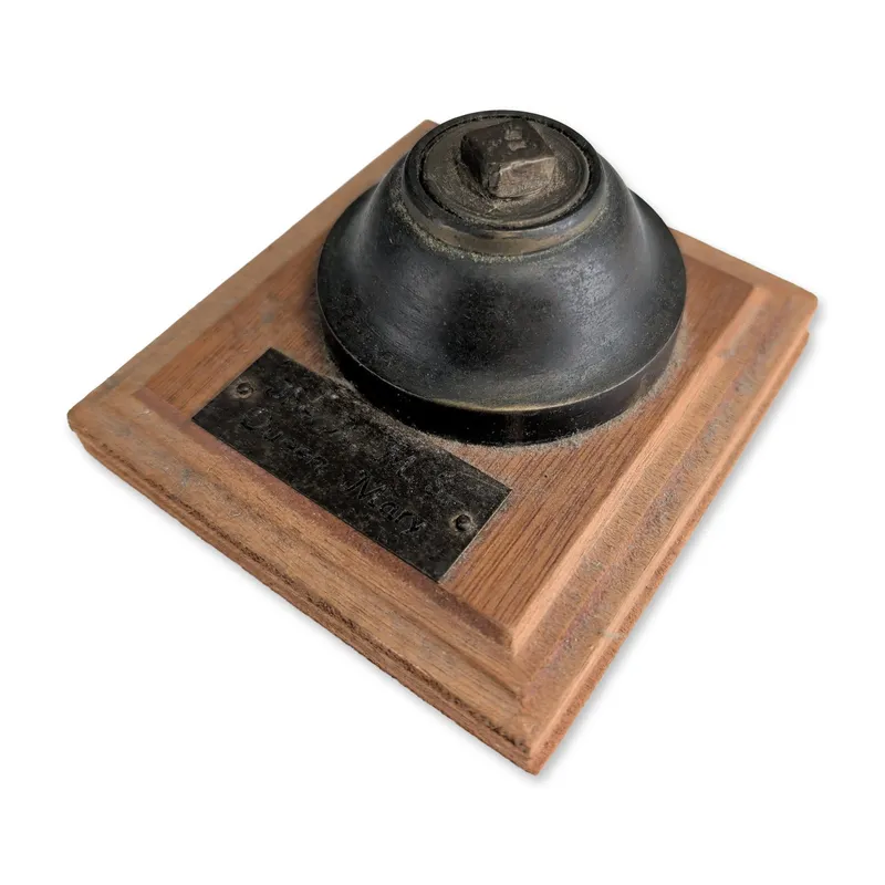 Historic RMS Queen Mary Authentic Salvage Rivet Paperweight, Gene Darcy "Stores of the Queens" (c. from auction in Hollywood, Florida — image 19