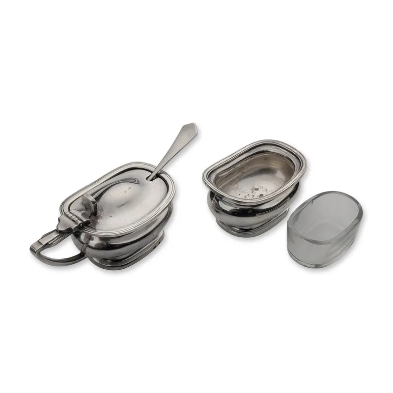 4pc Antique Cunard Line Steamship Silverplate Mustard Pot & Open Salt Cellar Set by Elkington & Co. from auction in Hollywood, Florida — image 27