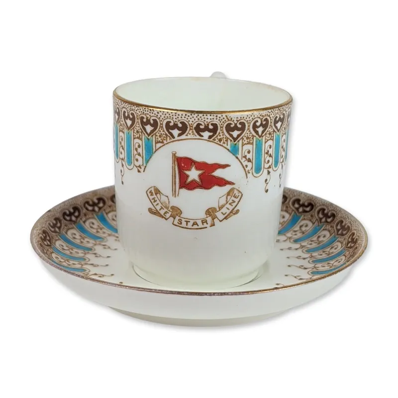 White Star Line Wisteria Pattern Porcelain Demitasse Cup and Saucer from auction in Hollywood, Florida — image 39