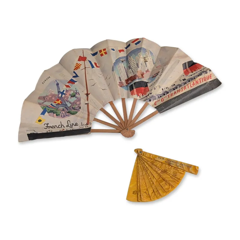 2pc French Compagnie Generale Transatlantique Line Edouard Collin Advertising Fans from auction in Hollywood, Florida — image 42