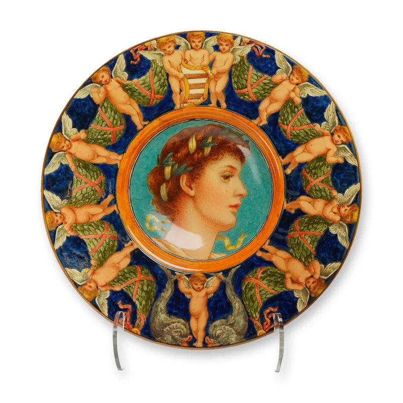 Minton by Ellen Welby (1851-1936) Earthenware Aesthetic Movement Portrait Bowl from auction in Hollywood, Florida — image 8