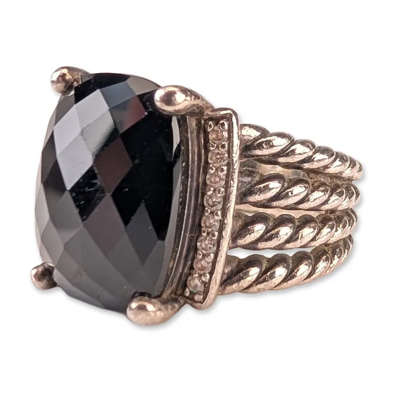 David Yurman Sterling Silver Onyx and Diamond Ring from auction in Hollywood, Florida — image 18