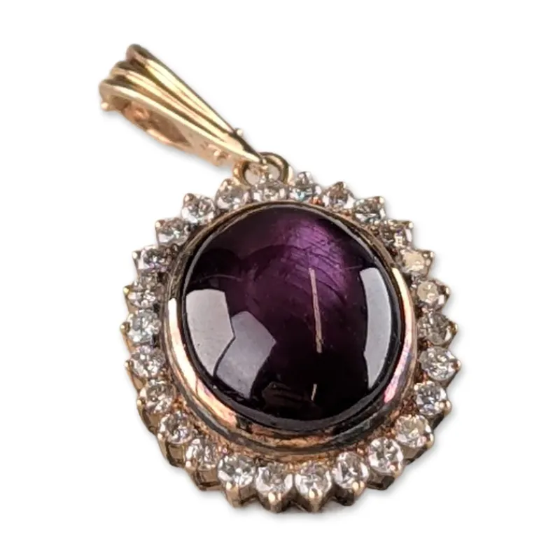 14K Yellow Gold Star Sapphire and Diamond Pendant from auction in Hollywood, Florida — image 27
