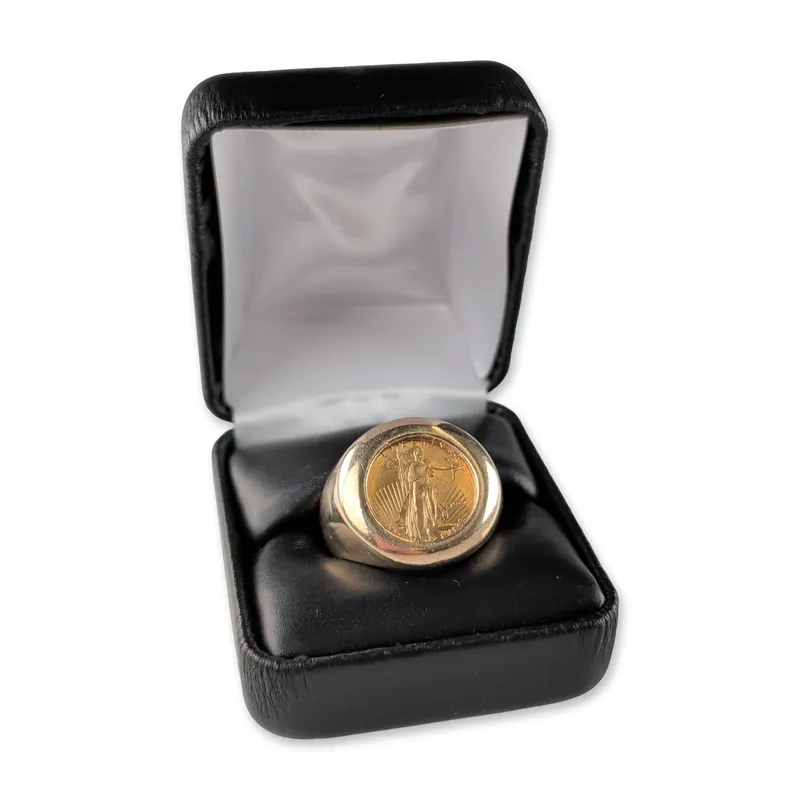 14K Yellow Gold American Eagle Coin Ring from auction in Hollywood, Florida — image 29