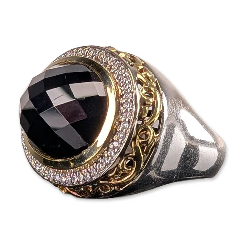 14K/16K Gold, Sterling Silver, Onyx and Diamond Two-Tone Ring from auction in Hollywood, Florida — image 36