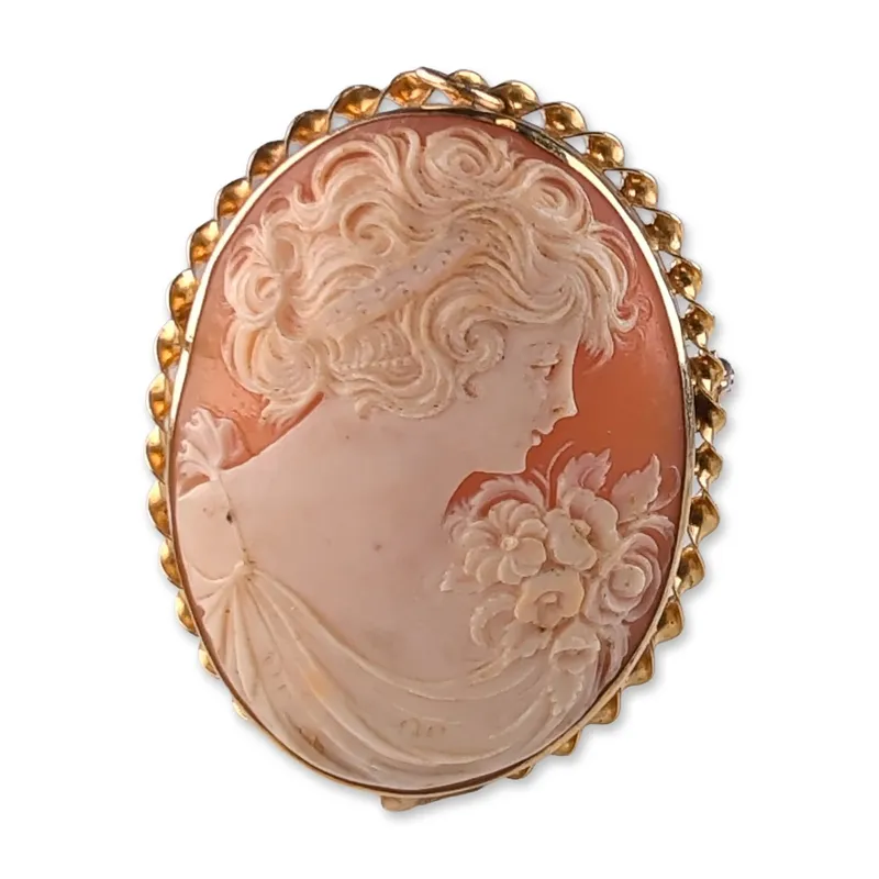 10K Yellow Gold Carved Shell Cameo Brooch from auction in Hollywood, Florida — image 38