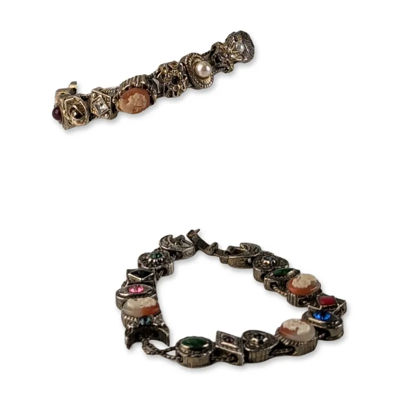 2pc Vintage Victorian Revival Slide Charm Costume Jewelry Bracelets from auction in Hollywood, Florida — image 43