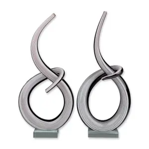 Pair of Contemporary Linear Cane Abstract Glass Sculptures