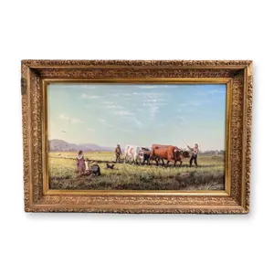 Thaddeus Welch (American, 1844-1919), Oil on Canvas, Field Petaluma Road Sonoma, Signed