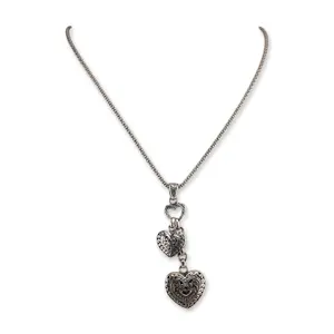 Sterling Silver Triple Heart Pendant Necklace