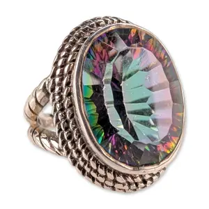 Indian Sterling Silver Mystic Topaz Ring