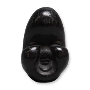 Dark Wood Netsuke, Okame Noh Mask Signed