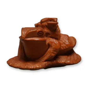 Boxwood Netsuke, Two Toads on a Mat, Signed