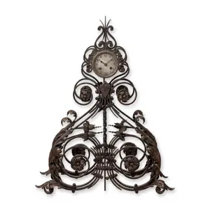 French Louis XV Style Wrought Iron Cartel Clock, 19th Century