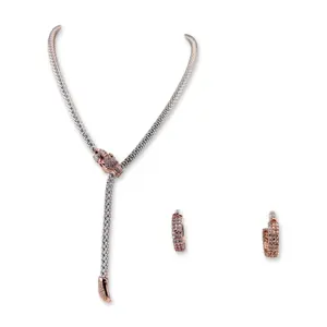 2pc Dyadema Italian Sterling Silver Panther Necklace and Hoop Earrings