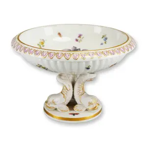 KPM Porcelain Compote with Dolphin Support, Germany, 19th Century