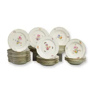 36pc KPM Berlin Hand-Painted Neuzierrat Pattern Porcelain Plates Service
